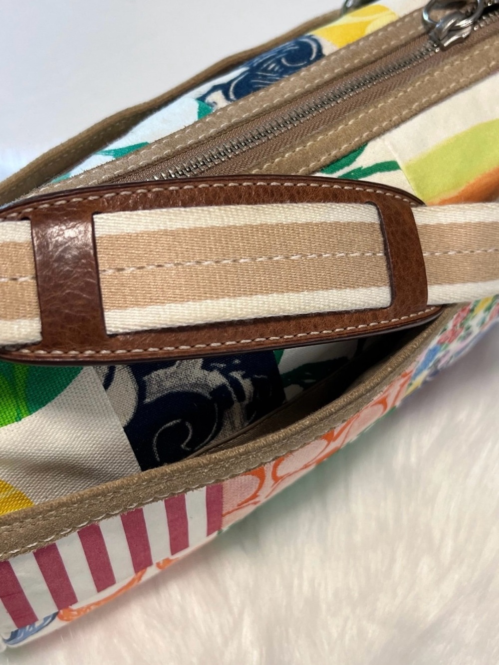 Coach Hamptons Scribble Multicolor Patchwork Barrel Shoulder Bag - Picture 6 of 11